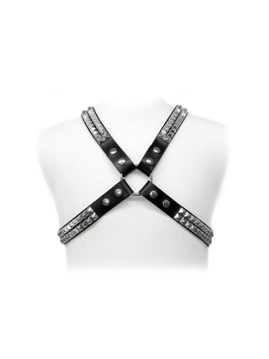LEATHER BODY PYRAMID STUD HARNESS