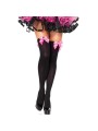 LEG AVENUE MEDIAS NYLON NEGRO Y LAZO ROSA