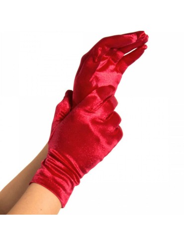 LEG AVENUE GUANTES SATIN ROJO