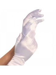 LEG AVENUE GUANTES SATIN BLANCO