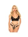 LEG AVENUE SET 2 PIEZAS CON TANGA DOBLE TIRANTA M L NEGRO