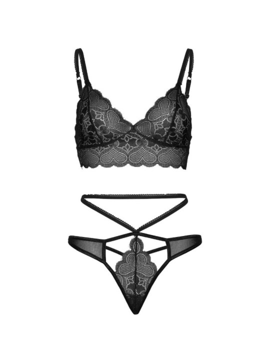 LEG AVENUE SET 2 PIEZAS CON TANGA DOBLE TIRANTA M L NEGRO