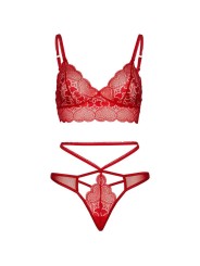 LEG AVENUE SET 2 PIEZAS CON TANGA DOBLE TIRANTA M L ROJO