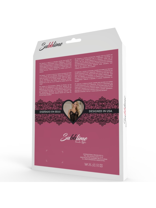 SUBBLIME BABYDOLL NEGRO Y BEIGE DE ENCAJE FLORAL S M