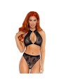 LEG AVENUE SET DOS PIEZAS PANTIES Y TOP CUELLO HALTER ROJO S M