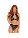 LEG AVENUE SET DOS PIEZAS PANTIES Y TOP CUELLO HALTER ROJO S M