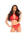 LEG AVENUE SET DOS PIEZAS PANTIES Y TOP CUELLO HALTER ROJO S M