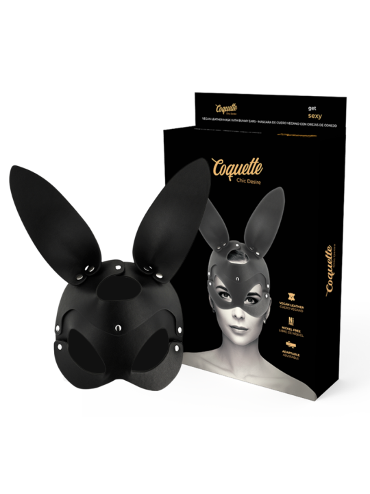 COQUETTE CHIC DESIRE MASCARA CUERO VEGANO CON OREJAS DE CONEJO