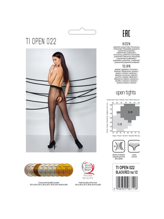 PASSION TIOPEN 022 MEDIAS NEGRO ROJO 1 2 20 DEN