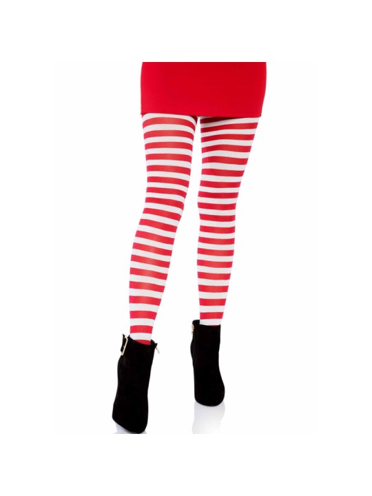 LEG AVENUE MEDIAS DE RAYAS BLANCO ROJO