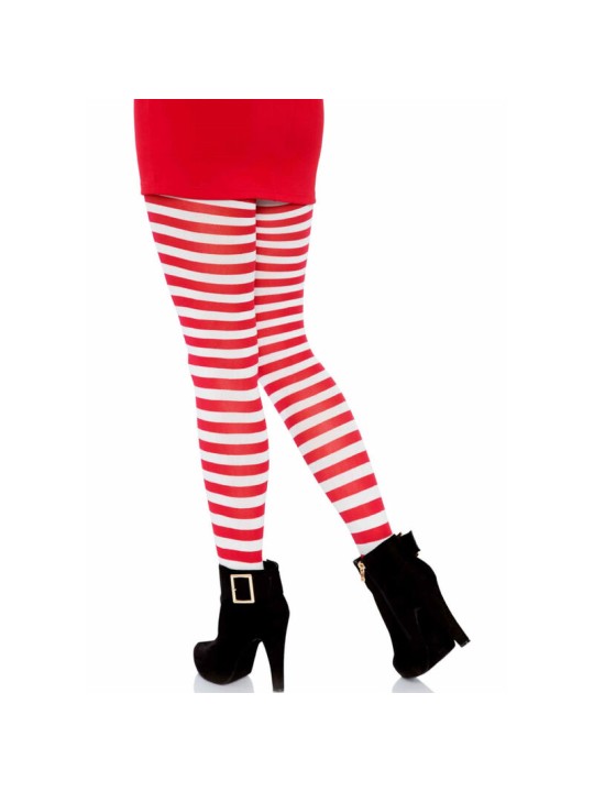 LEG AVENUE MEDIAS DE RAYAS BLANCO ROJO