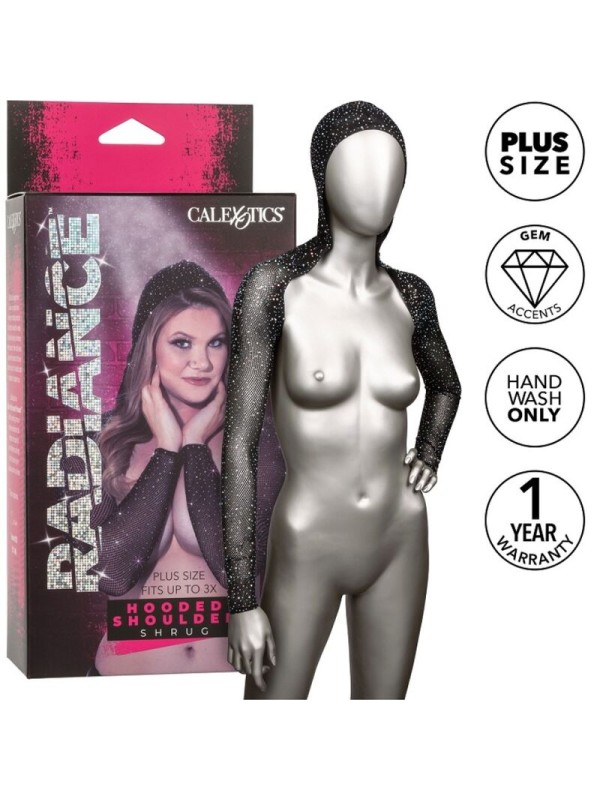 CALEXOTICS RADIANCE ENCOGIMIENTO DE HOMBROS CON CAPUCHA PEDRERIA TALLA GRANDE