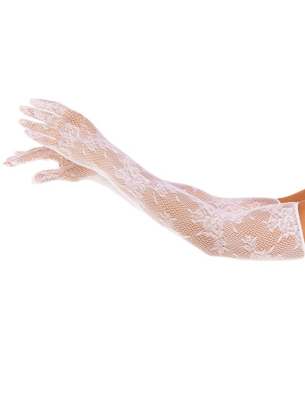 LEG AVENUE GUANTES RED FLORAL BLANCO