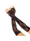 LEG AVENUE GUANTES SIN DEDOS RED FLORAL BLANCO