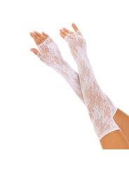 LEG AVENUE GUANTES SIN DEDOS RED FLORAL BLANCO