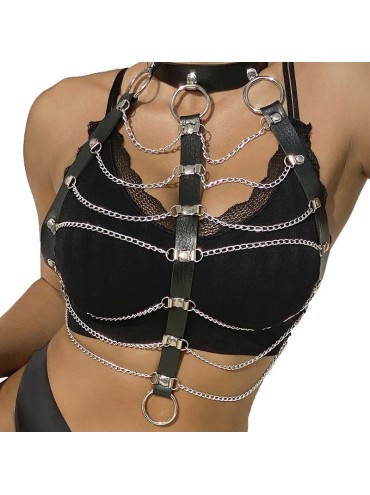 SUBBLIME ARNES DE PECHO CADENAS CUERO NEGRO TALLA UNICA