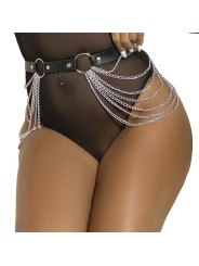 SUBBLIME CINTURON DE CADENAS CUERO NEGRO TALLA UNICA