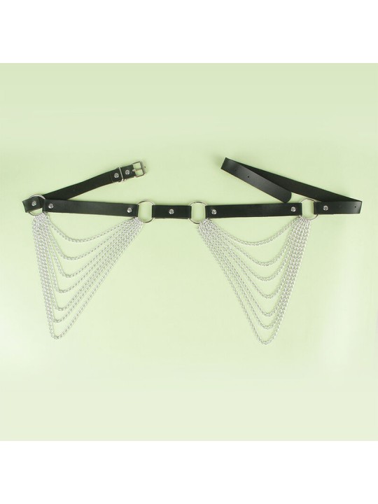 SUBBLIME CINTURON DE CADENAS CUERO NEGRO TALLA UNICA