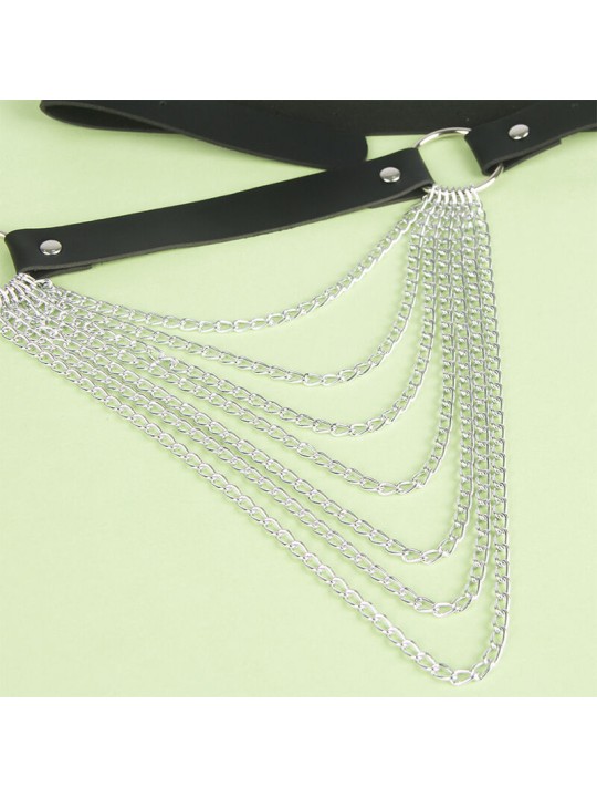 SUBBLIME CINTURON DE CADENAS CUERO NEGRO TALLA UNICA