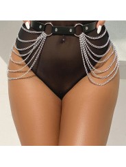 SUBBLIME CINTURON DE CADENAS CUERO NEGRO TALLA UNICA