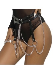SUBBLIME CINTURON DE CADENAS ANILLAS CUERO NEGRO TALLA UNICA