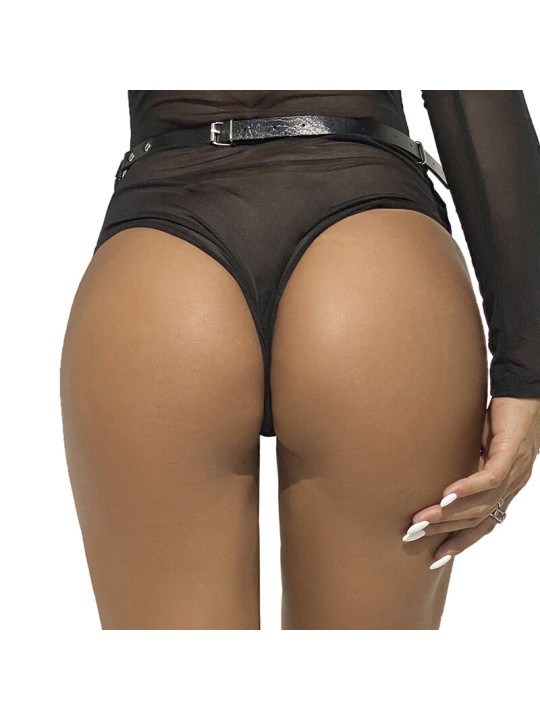 SUBBLIME CINTURON DE CADENAS ANILLAS CUERO NEGRO TALLA UNICA