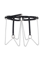 SUBBLIME CINTURON DE CADENAS ANILLAS CUERO NEGRO TALLA UNICA