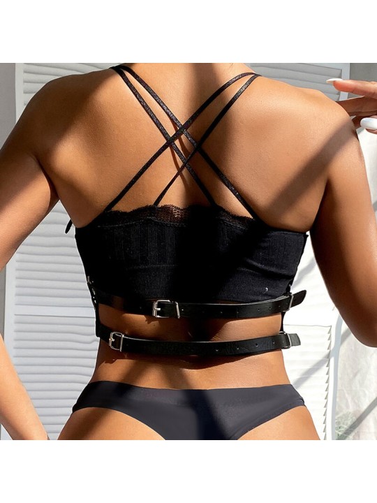 SUBBLIME ARNES DE PECHO ANILLAS DE CUERO NEGRO TALLA UNICA