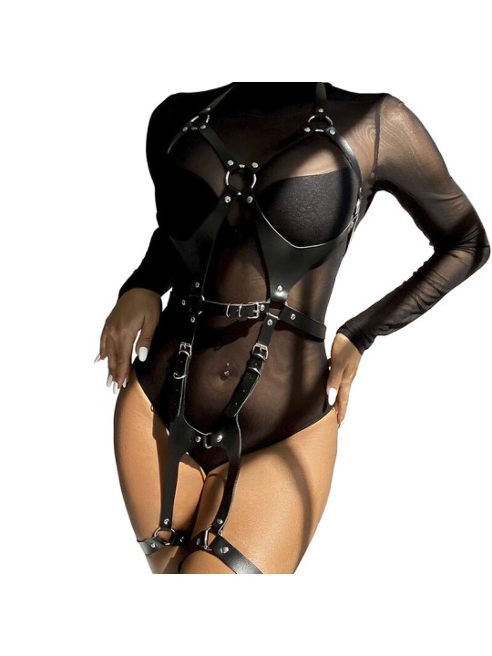 SUBBLIME ARNES CUERPO ENTERO CON HEBILLAS CUERO NEGRO TALLA UNICA