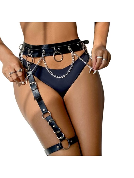 SUBBLIME ARNES CINTURON Y LIGA DETALLE ANILLAS Y CADENA TALLA UNICA