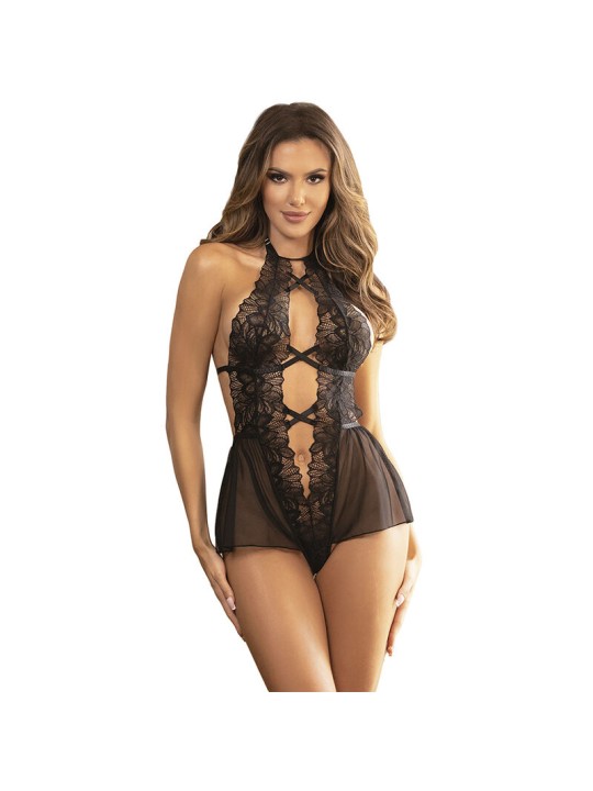 SUBBLIME TEDDY CUELLO HALTER ESPALDA DESCUBIERTA ENCAJE NEGRO S M
