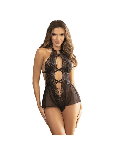 SUBBLIME TEDDY CUELLO HALTER ESPALDA DESCUBIERTA ENCAJE NEGRO S M