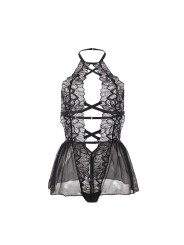 SUBBLIME TEDDY CUELLO HALTER ESPALDA DESCUBIERTA ENCAJE NEGRO S M