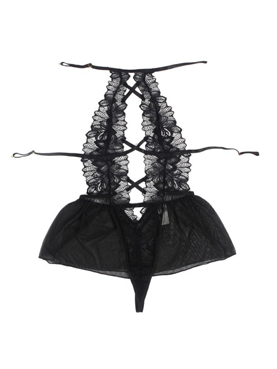 SUBBLIME TEDDY CUELLO HALTER ESPALDA DESCUBIERTA ENCAJE NEGRO S M