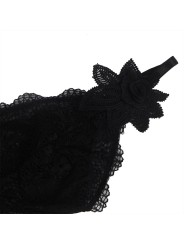 SUBBLIME BABYDOLL TELA DE TUL DETALLE ENCAJE Y FLOR NEGRO S M