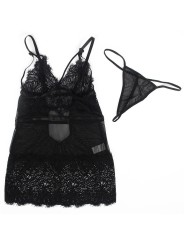 SUBBLIME BABYDOLL CON TIRANTES AJUSTABLES DE ENCAJE NEGRO S M