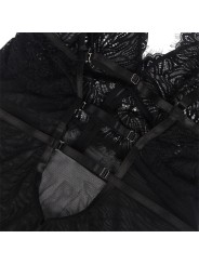 SUBBLIME BABYDOLL CON TIRANTES AJUSTABLES DE ENCAJE NEGRO S M