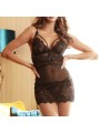 SUBBLIME BABYDOLL CON TIRANTES AJUSTABLES DE ENCAJE NEGRO S M
