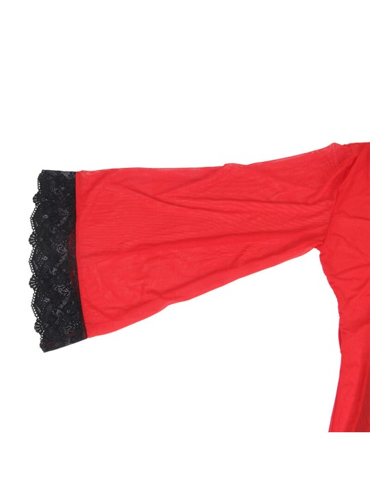 SUBBLIME BATA TELA TRANSPARENTE DETALLE ENCAJE ROJO S M