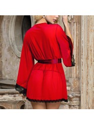 SUBBLIME BATA TELA TRANSPARENTE DETALLE ENCAJE ROJO S M