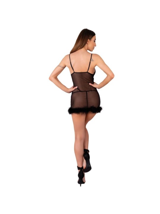 LIVCO CORSETTI FASHION ZERUNAM SET BABYDOLL TANGA NEGRO