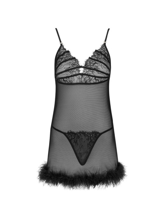 LIVCO CORSETTI FASHION ZERUNAM SET BABYDOLL TANGA NEGRO