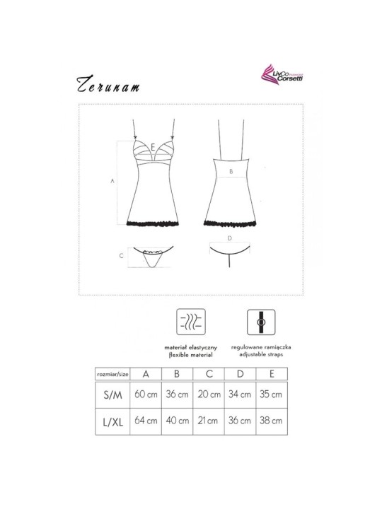 LIVCO CORSETTI FASHION ZERUNAM SET BABYDOLL TANGA NEGRO