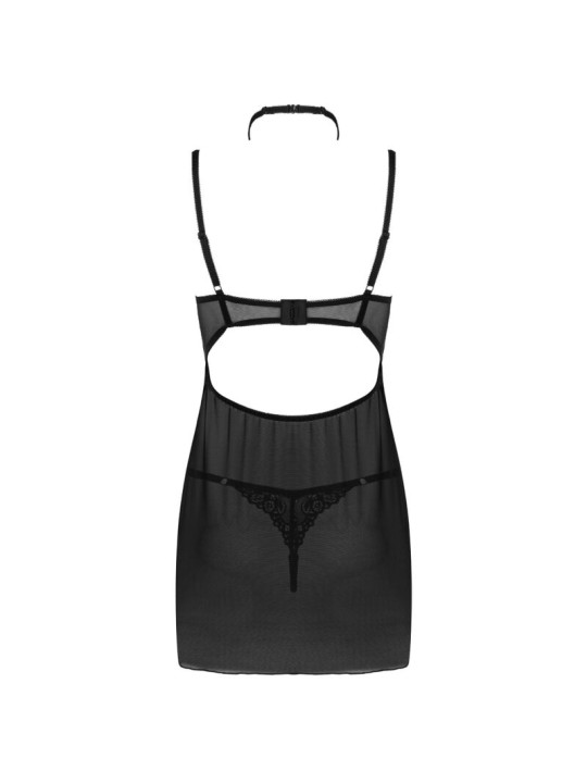 LIVCO CORSETTI FASHION BINELLA SET BABYDOLL TANGA NEGRO