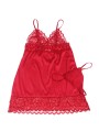 SUBBLIME BABYDOLL SATINADO CON ENCAJE ROJO S M