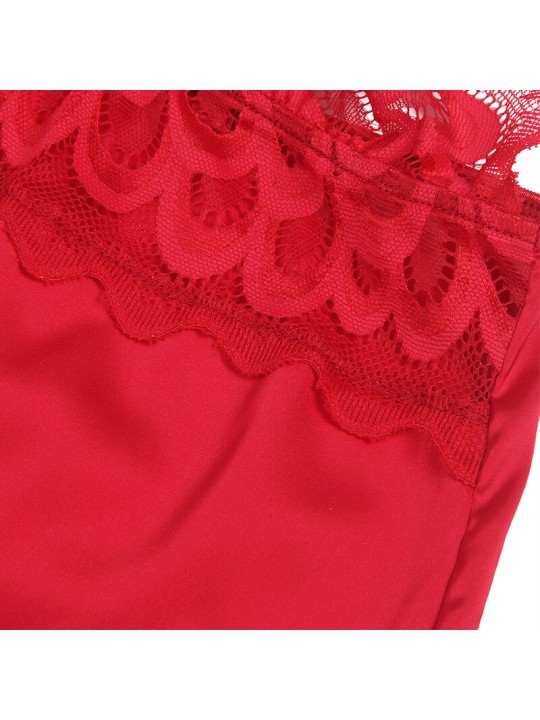 SUBBLIME BABYDOLL SATINADO CON ENCAJE ROJO S M