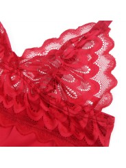 SUBBLIME BABYDOLL SATINADO CON ENCAJE ROJO S M