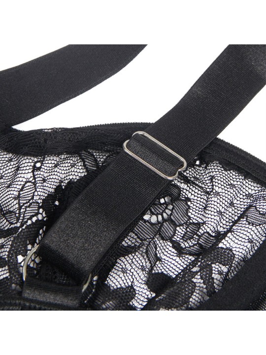SUBBLIME TEDDY CON LIGA DETALLE ENCAJES Y TIRAS NEGRO S M
