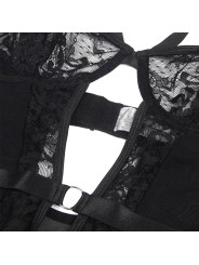 SUBBLIME TEDDY CON LIGA DETALLE ENCAJES Y TIRAS NEGRO S M