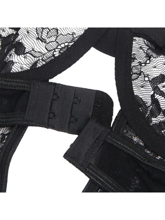 SUBBLIME TEDDY CON LIGA DETALLE ENCAJES Y TIRAS NEGRO S M